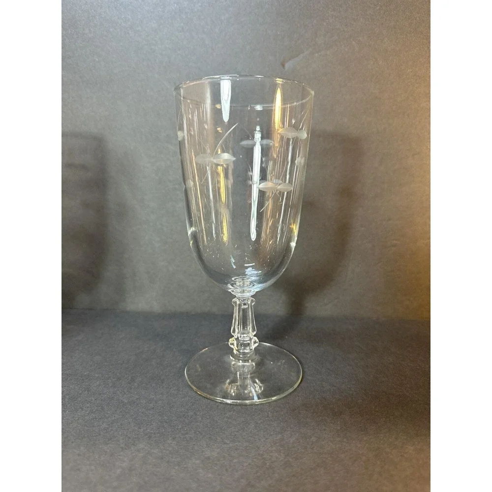 4 - VTG Libbey StemWare Goblets Etched Cut Hand Blown 1950's Footed Beverage